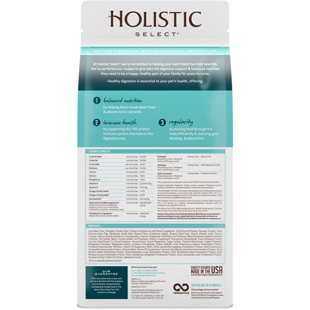 Holistic Select Adult Health Duck Meal Grain-Free Dry Cat Food