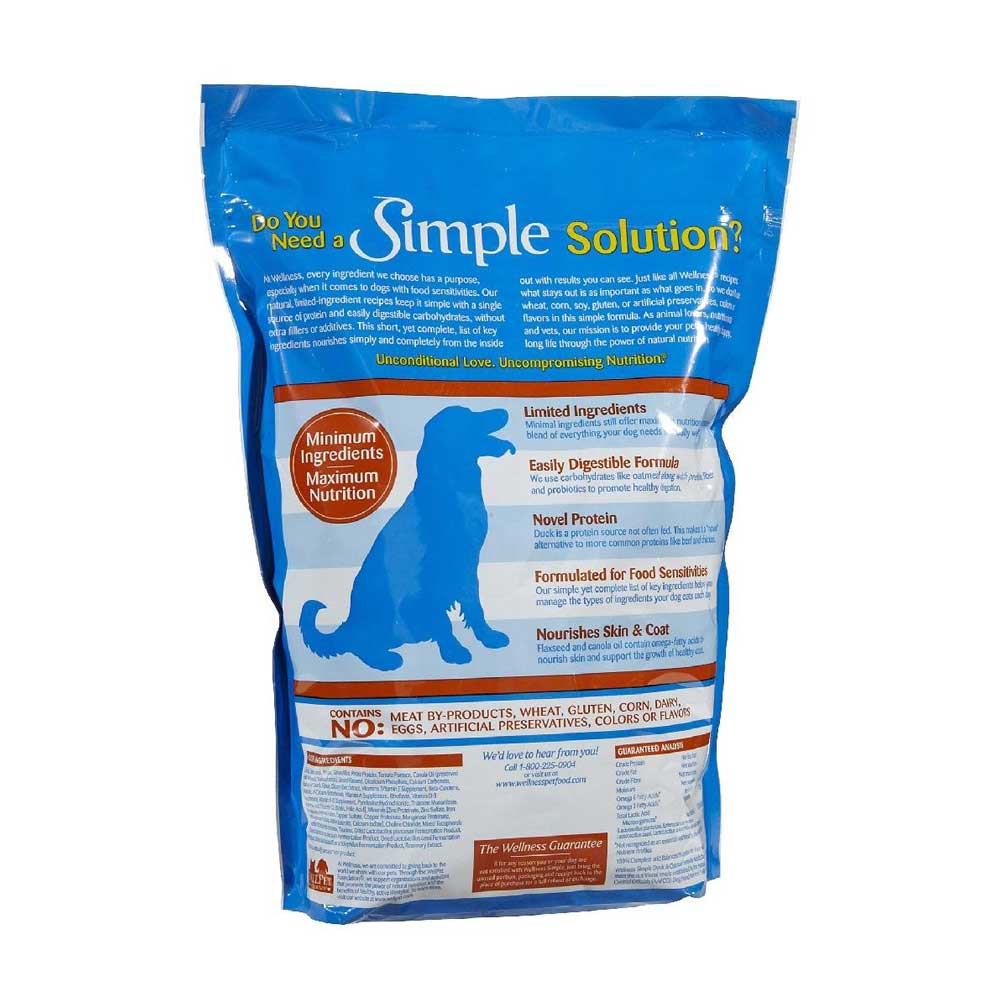 Wellness Simple Duck & Oatmeal Formula Dry Dog Food 26lb