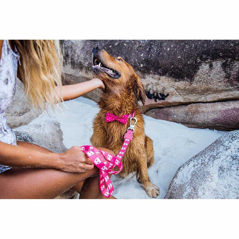 Zee.Dog Pink Skull Dog Leash